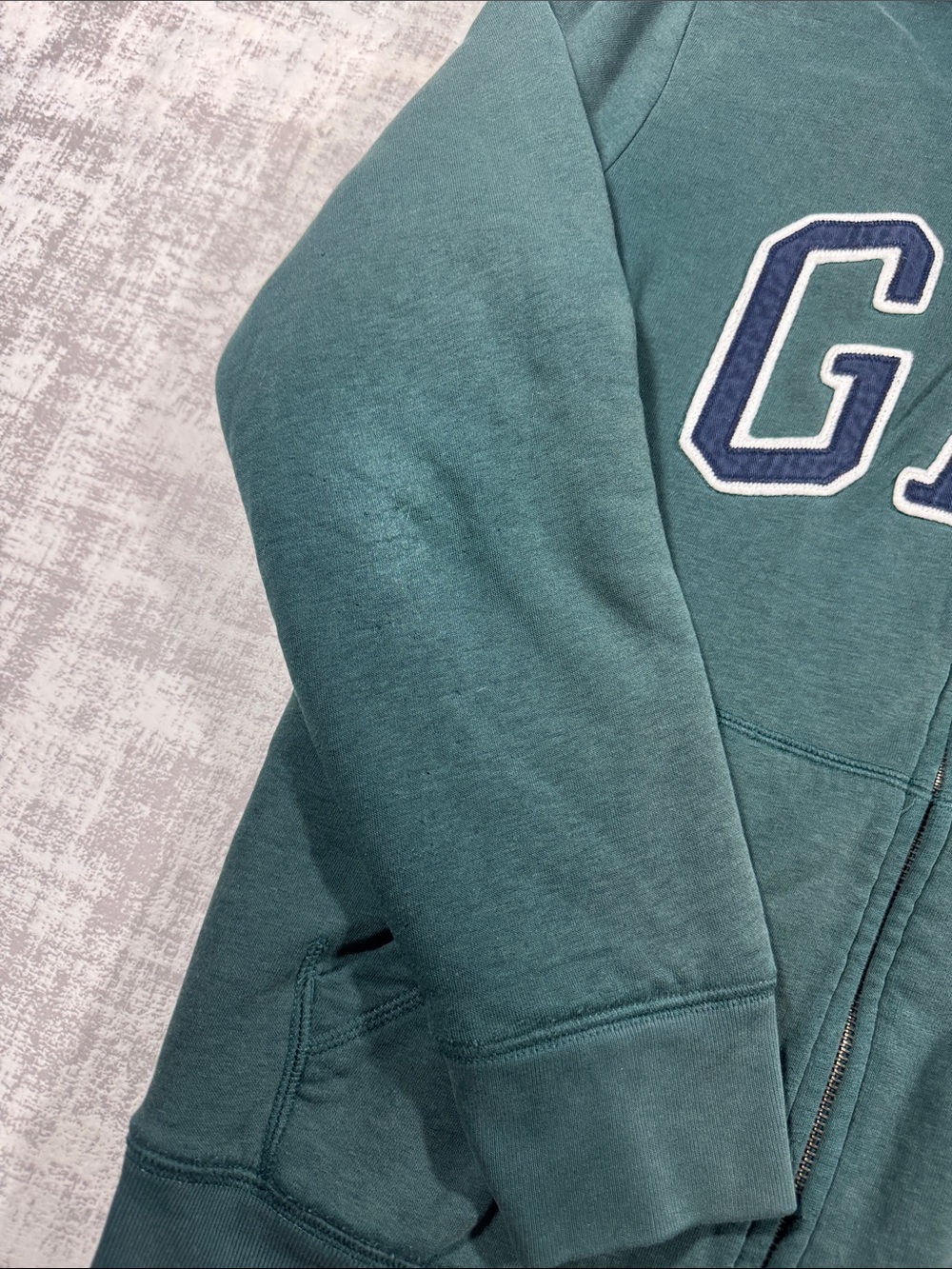 GAP Teal Hooded Full-Zip Jacket with Logo 25X20.5 PTP SZ S UNISEX *Read descript - Picture 7 of 13